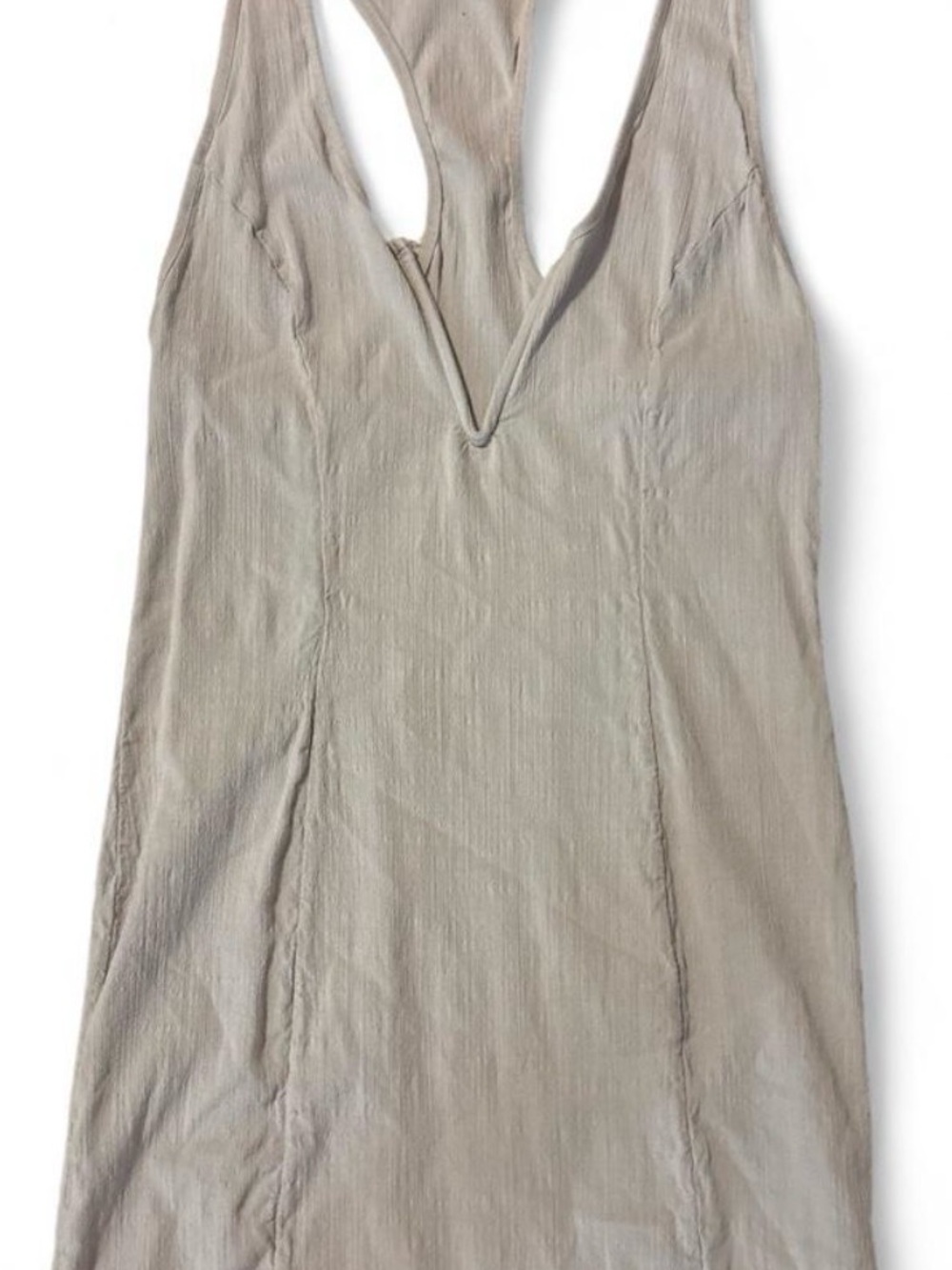Free People Beige Mini Dress with V-Neck
